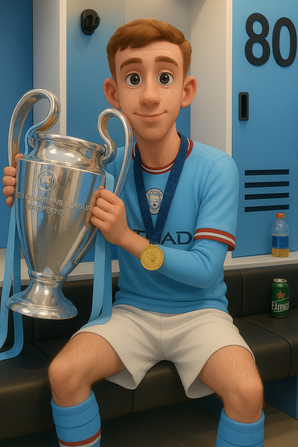 کول پالمر با جام لیگ قهرمانان اروپا - منچستر سیتی