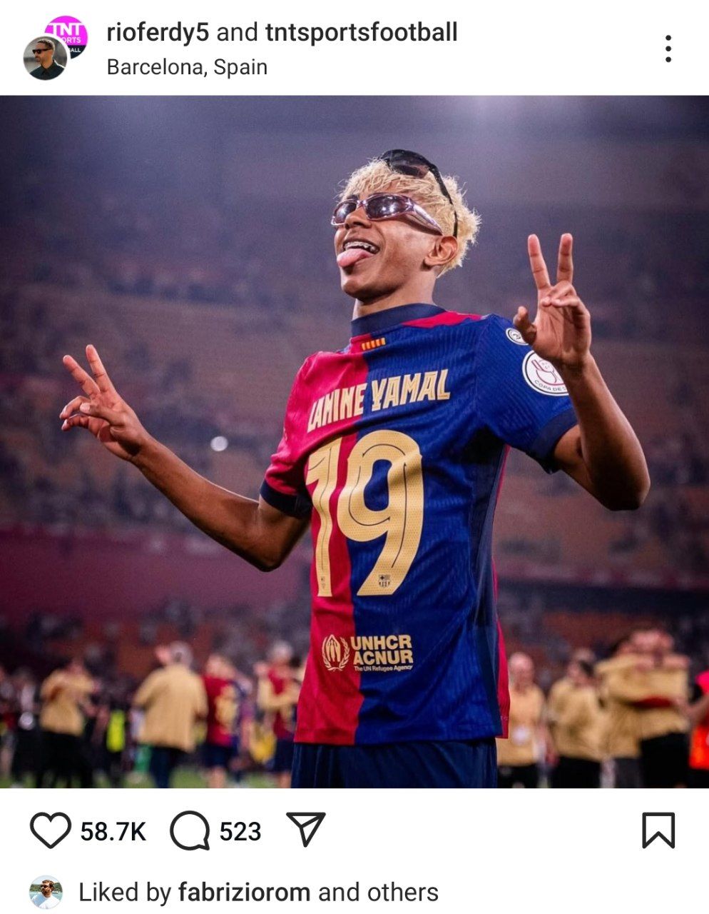 پست اختصاصی ریو فردیناند برای لامین یامال حین بازی اینتر و بارسلونا در لیگ قهرمانان اروپا