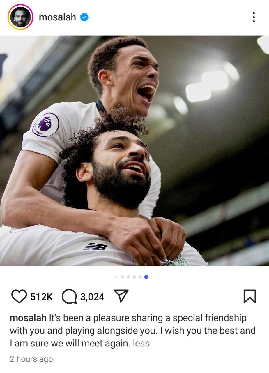 img_20250506_011111_200 اولین پیام محمد صلاح پس از انتقال ترنت الکساندر آرنولد به رئال مادرید