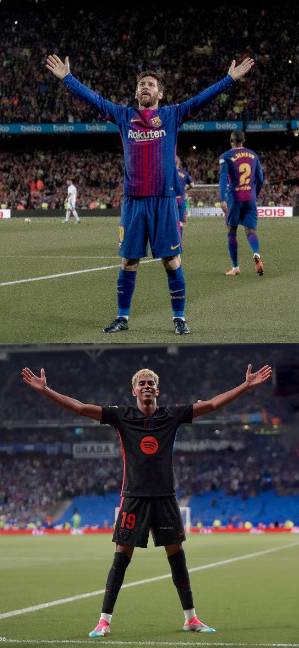 شادی لامین یامال به سبک لیونل مسی در روزی که بارسلونا قهرمان لالیگا شد