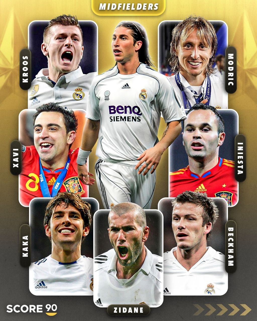 برترین هافبک‌هایی که با سرخیو راموس هم‌بازی بودند