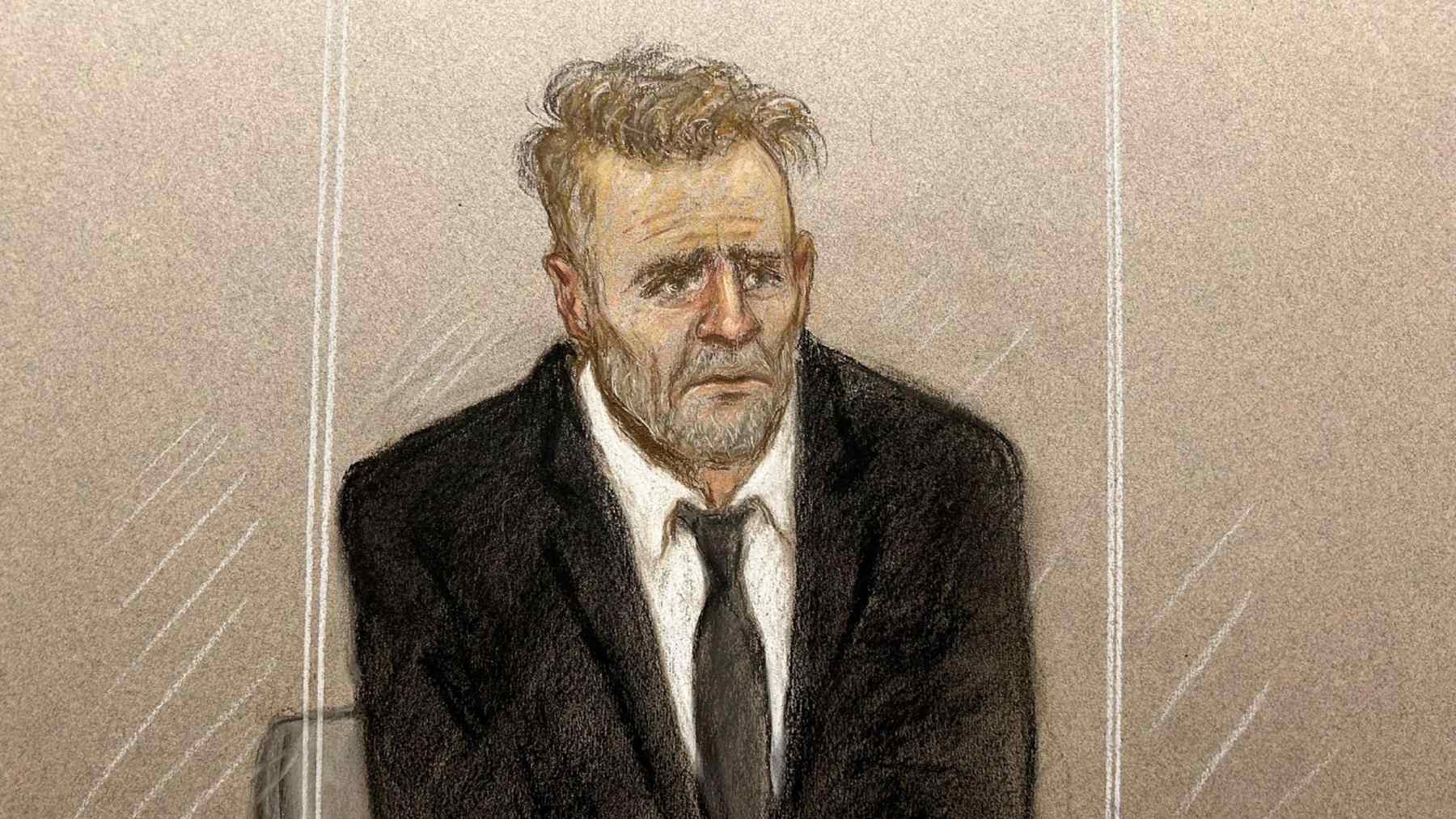 تصویر ترسیم‌ شده از پل دویل در جلسه دادگاه