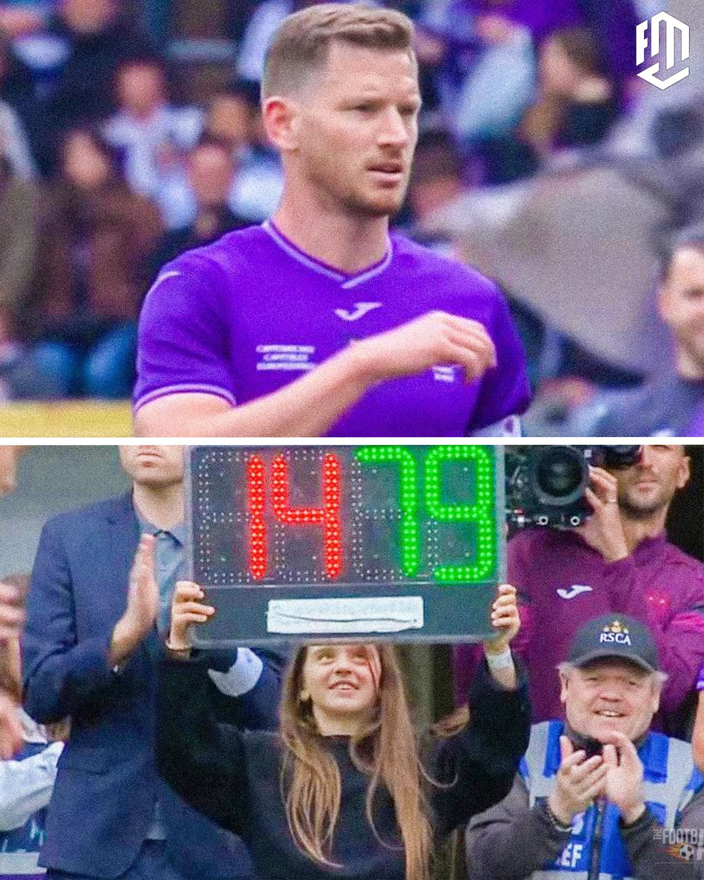 دختر یان فرتونگن در حال بالا بردن تابلوی تعویض