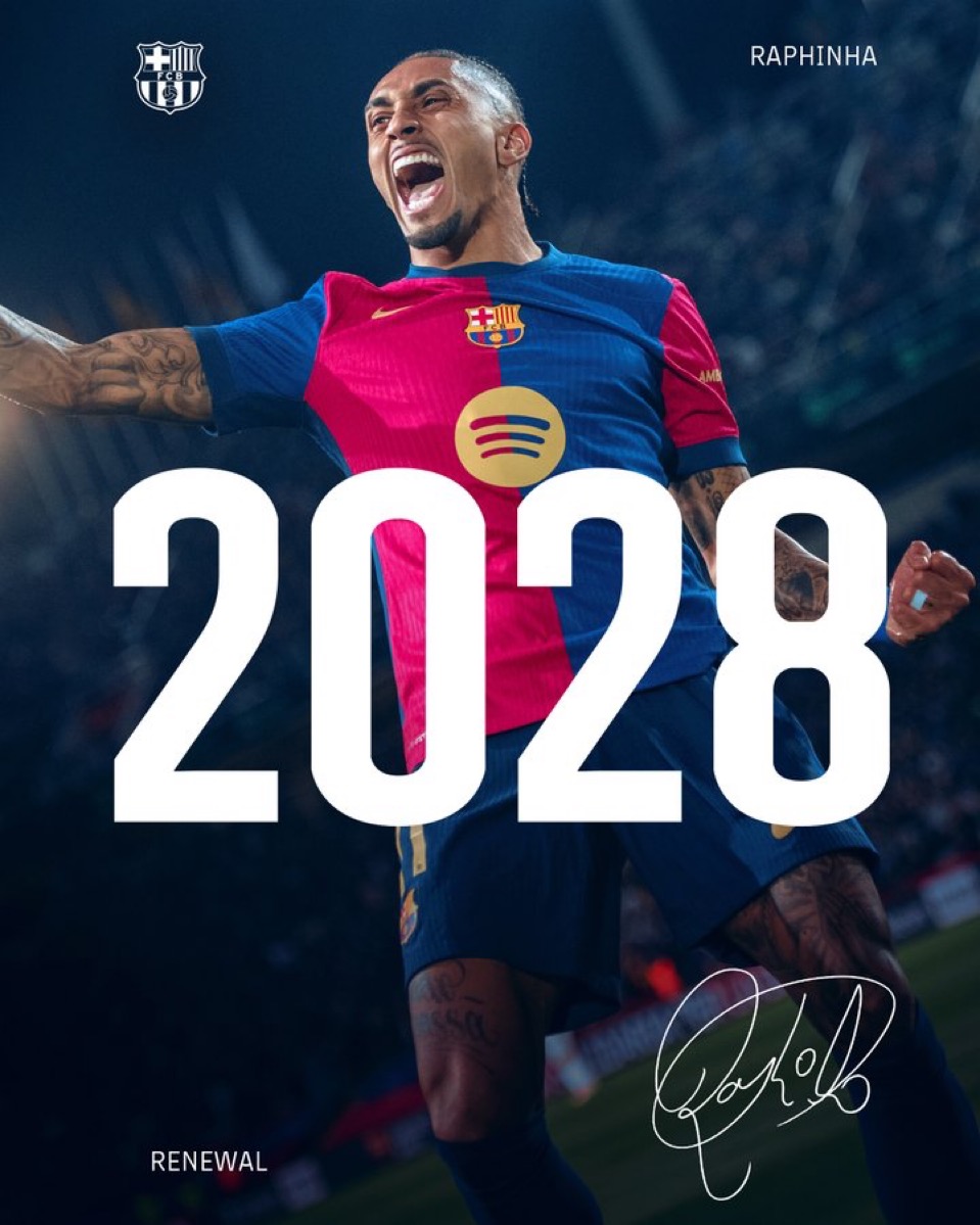 تمدید قرارداد رافینیا با بارسلونا تا سال ۲۰۲۸