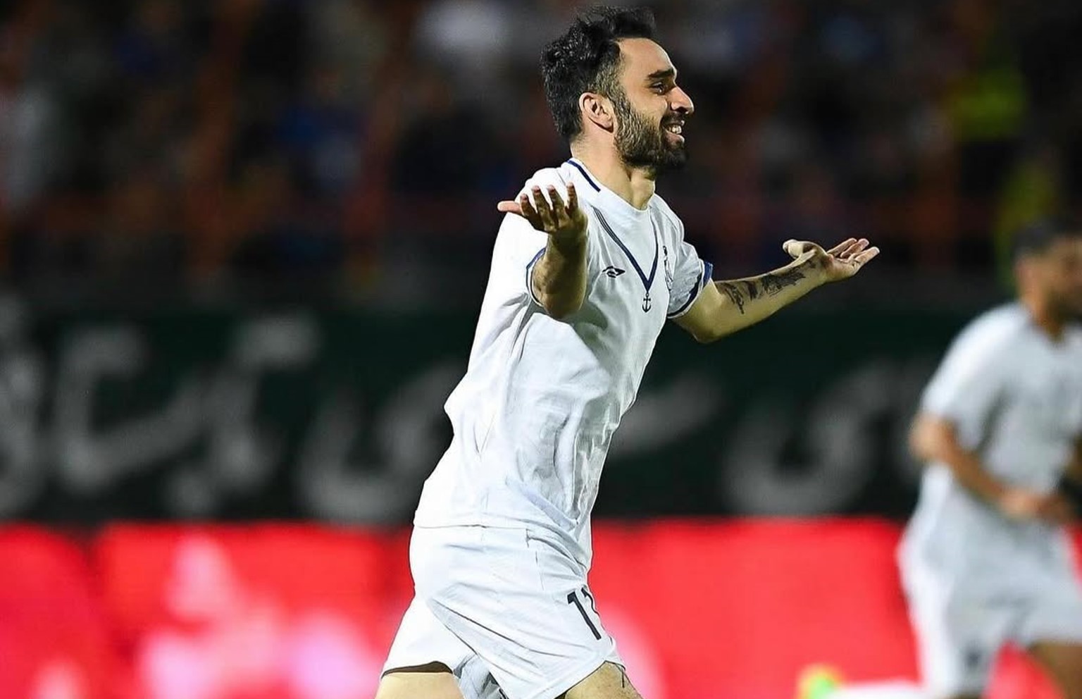 rezajafari-malavan-esteghlal-13-5-2025 رضا جعفری مهاجم ملوان در حال شادی گل برابر استقلال