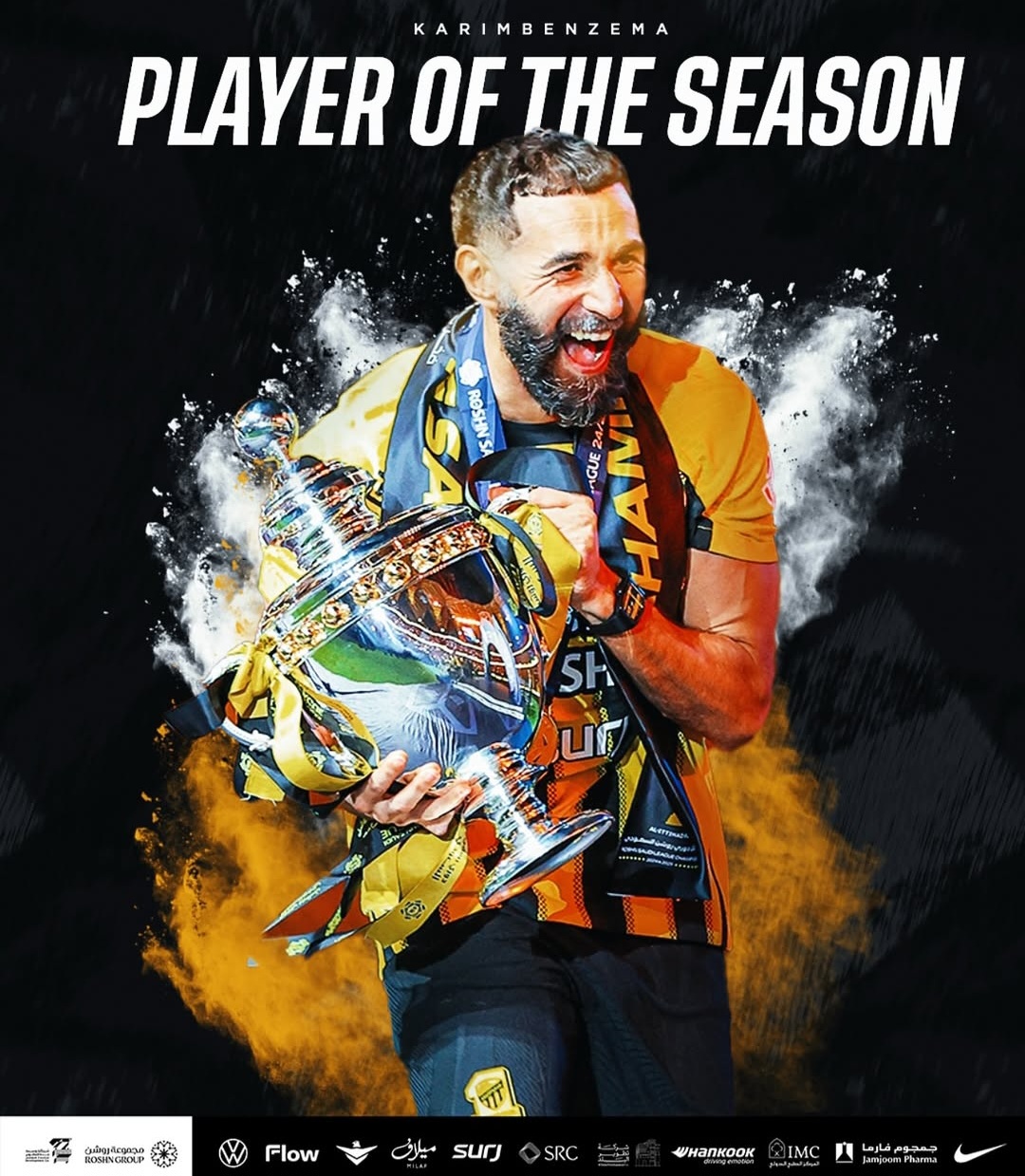 عکس از کریم بنزما بهترین بازیکن فصل لیگ عربستان