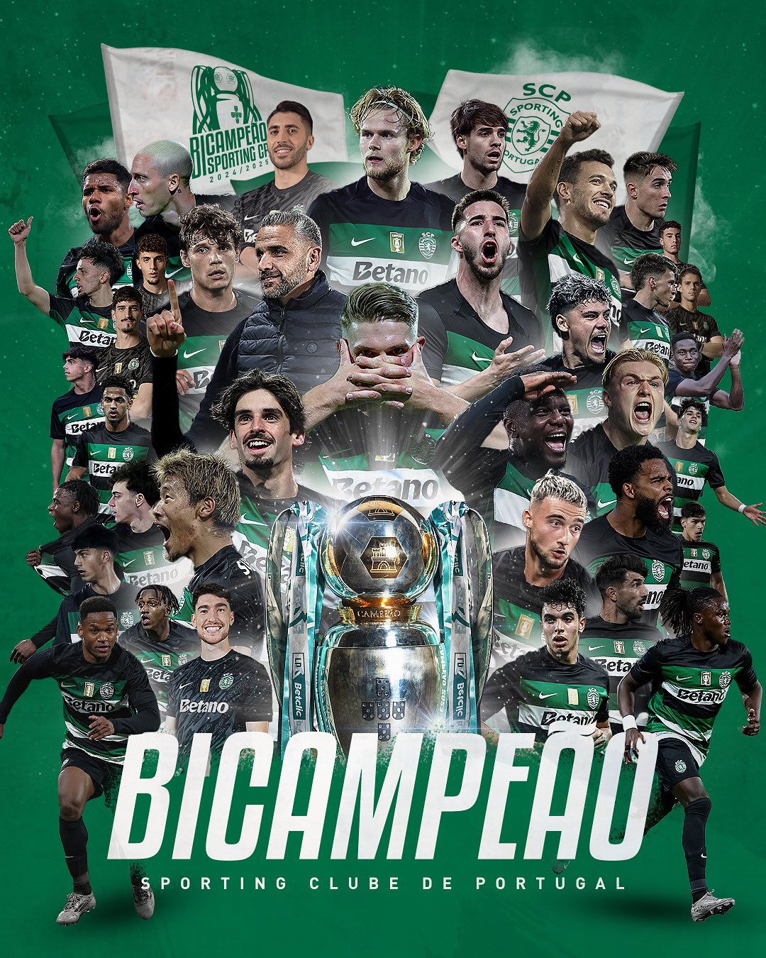 پوستر قهرمانی اسپورتینگ لیسبون در فصل ۲۵-۲۰۲۴ لیگ پرتغال