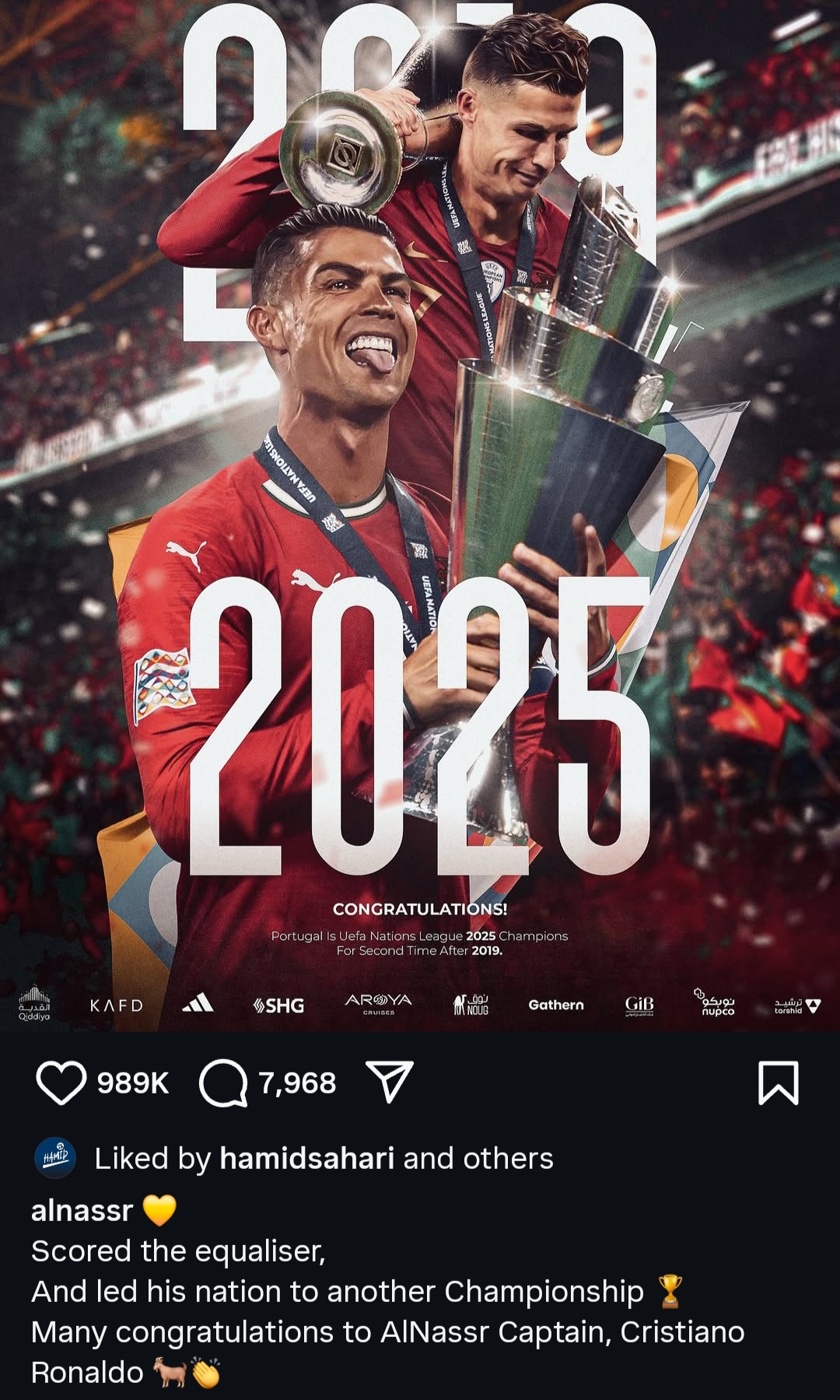 alnassr_post_congrats_ronaldo عکس از تبریک النصر عربستان به رونالدو