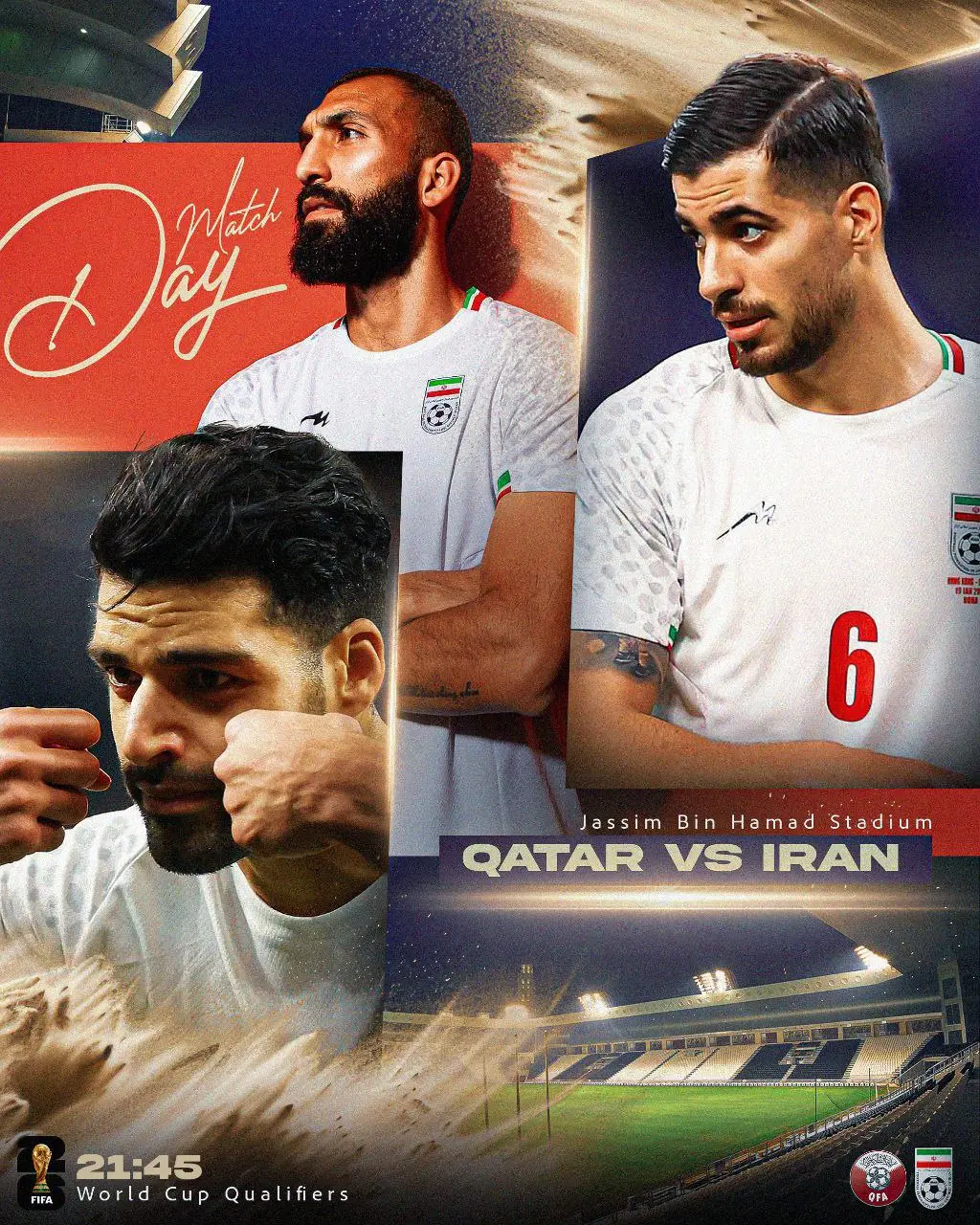 پوستر فدراسیون فوتبال برای تقابل امشب با قطر (عکس)