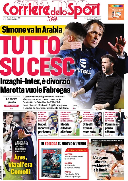 کوریره دلو اسپورت - 4 ژوئن 2025