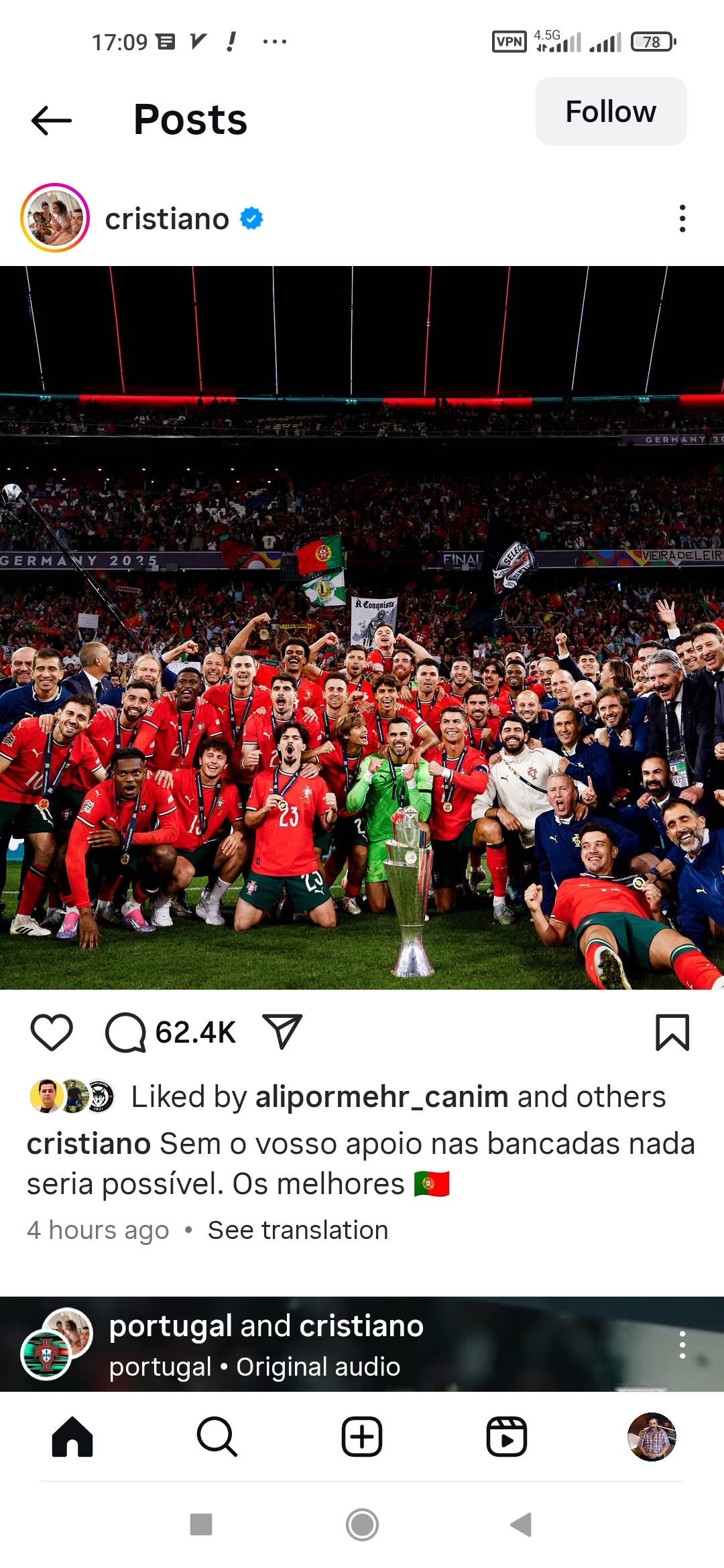 تونی اولیویرا در حضور جشن قهرمانی تراکتور