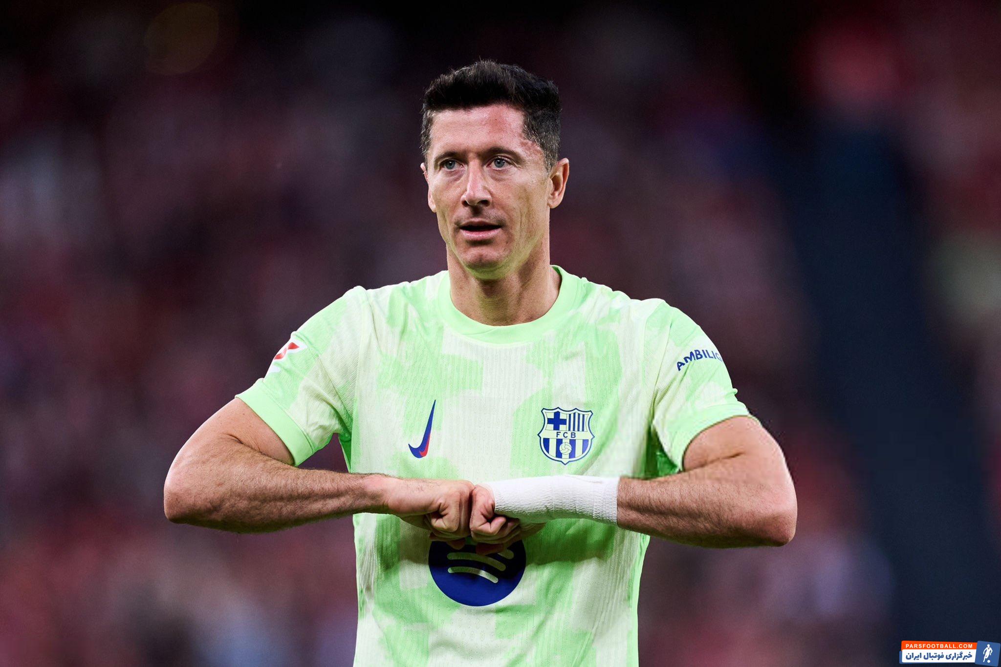 بدن آماده و عضلانی روبرت لواندوفسکی مهاجم بارسلونا