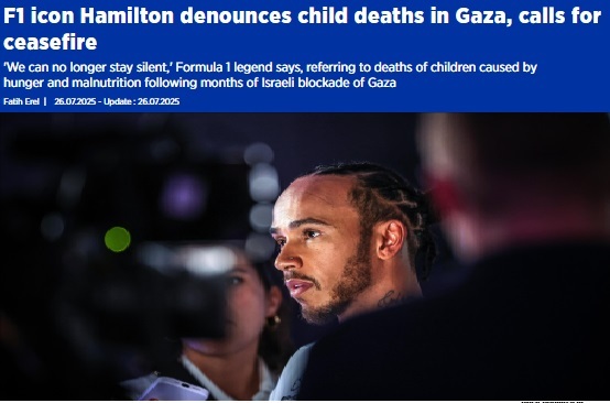 پست لوئیس همیلتون در حمایت از مردم غزه