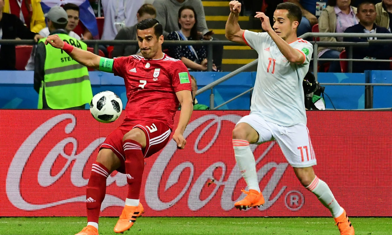 احسان حاج صفی مدافع چپ تیم ملی ایران در جام جهانی 2018 - لوکاس وازکر بازیکن تیم ملی اسپانیا و رئال مادرید - لیگ برتر ایران