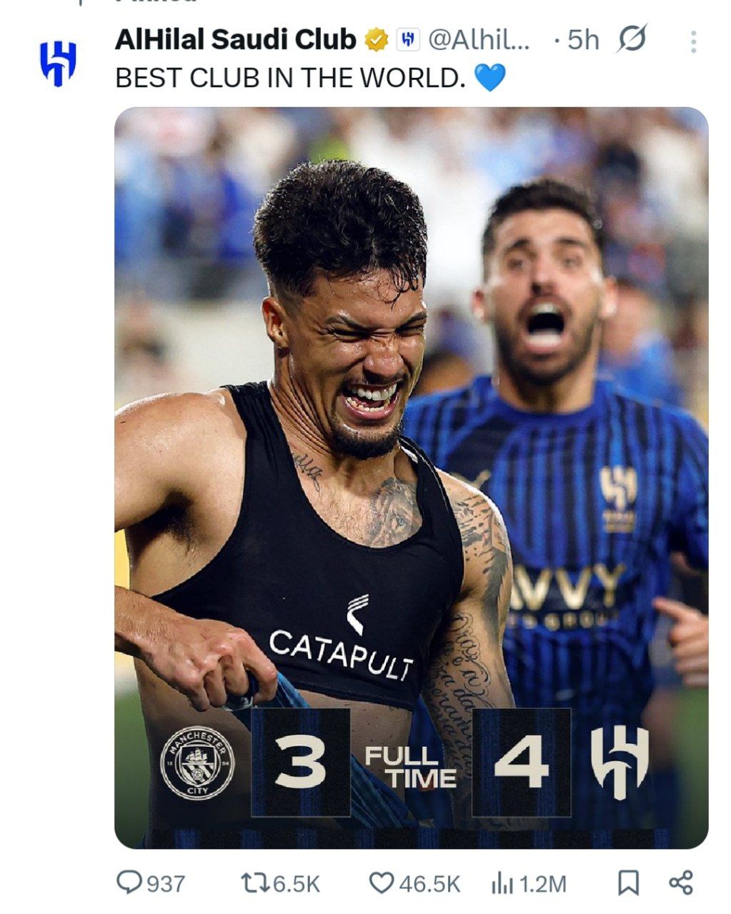 واکنش جنجالی الهلال به برد مقابل منچسترسیتی در جام جهانی باشگاه‌ها