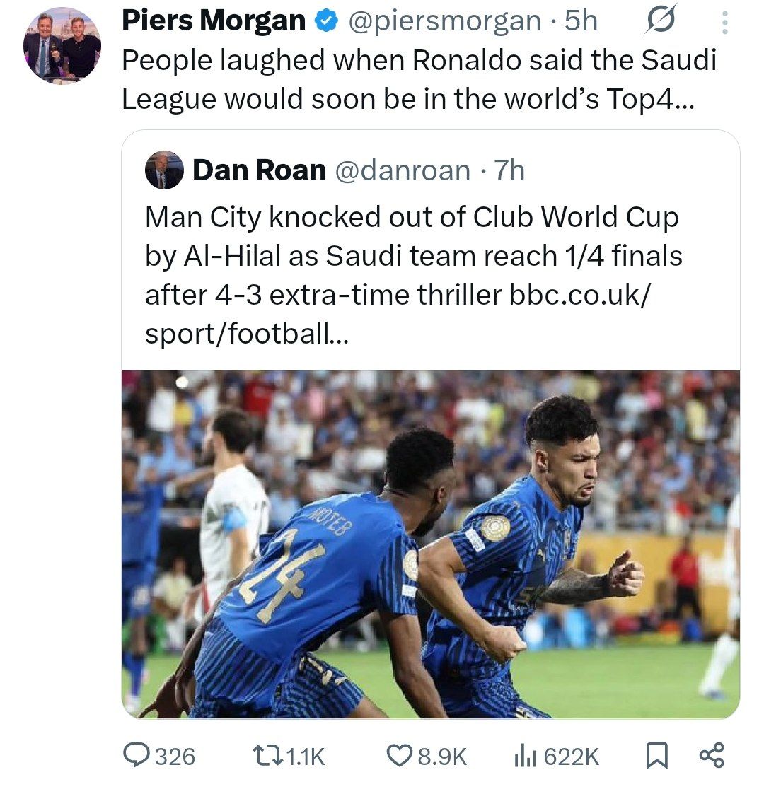 واکنش پیرس مورگان به تمسخرها علیه کریستیانو رونالدو