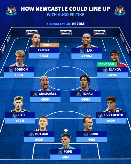 ترکیب نیوکاسل با سیستم ۲-۴-۴ و حضور هوگو اکیتیکه
