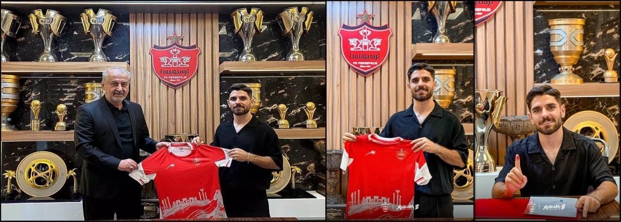 محمد عمری مهاجم پرسپولیس تهران و رضا درویش مدیرعامل پرسپولیس تهران - لیگ برتر ایران