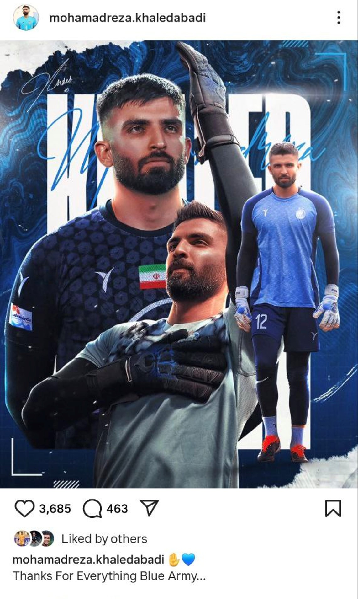 محمدرضا خالدآبادی و پست اینستاگرامی - بازیکن استقلال تهران - لیگ برتر ایران