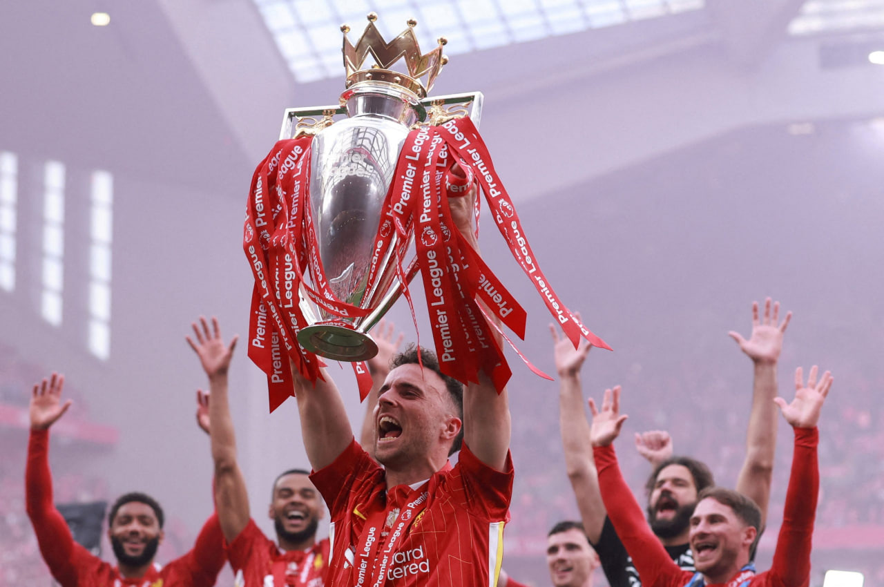 دیوگو ژوتا در جشن قهرمانی لیورپول پس از قهرمانی لیگ برتر انگلیس فصل 25-2024