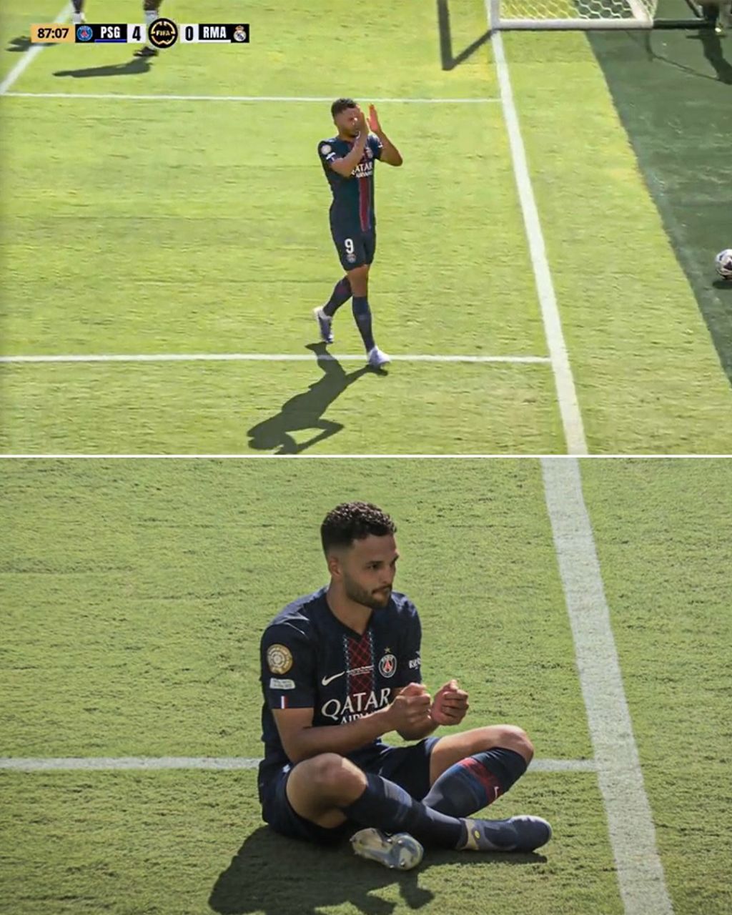 گونسالو راموس پس از گلزنی مقابل رئال مادرید - مهاجم پرتغالی پاری سن ژرمن - جام جهانی باشگاه‌ها