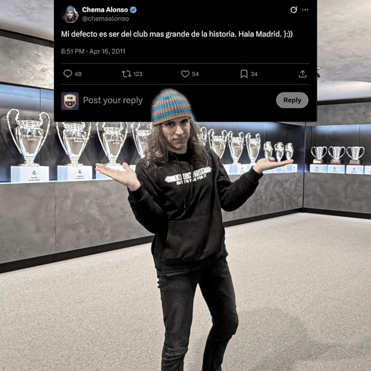 چما آلونسو کنار جام های رئال مادرید