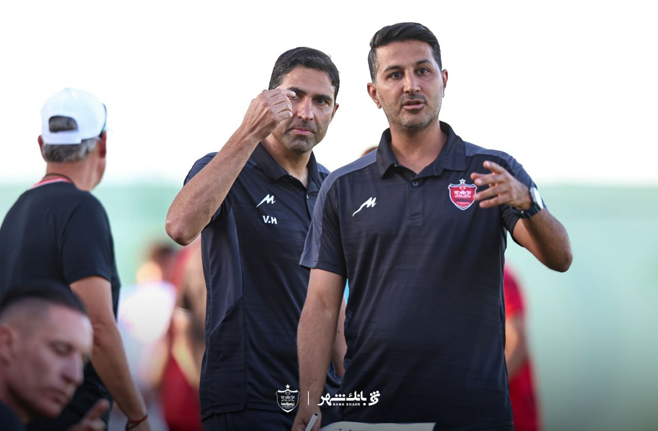 وحید هاشمیان سرمربی پرسپولیس تهران - مهرداد خانبان انالیزور پرسپولیس - لیگ برتر ایران