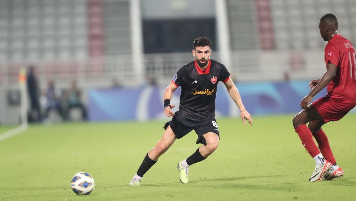 yasin-salmani-perspolis-alduhail-2025 یاسین سلمانی هافبک پرسپولیس تهران در لیگ قهرمانان آسیا برابر الدحیل قطر