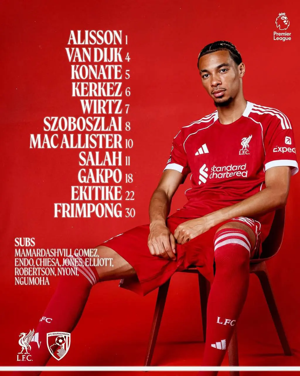اعلام ترکیب لیورپول مقابل بورنموث