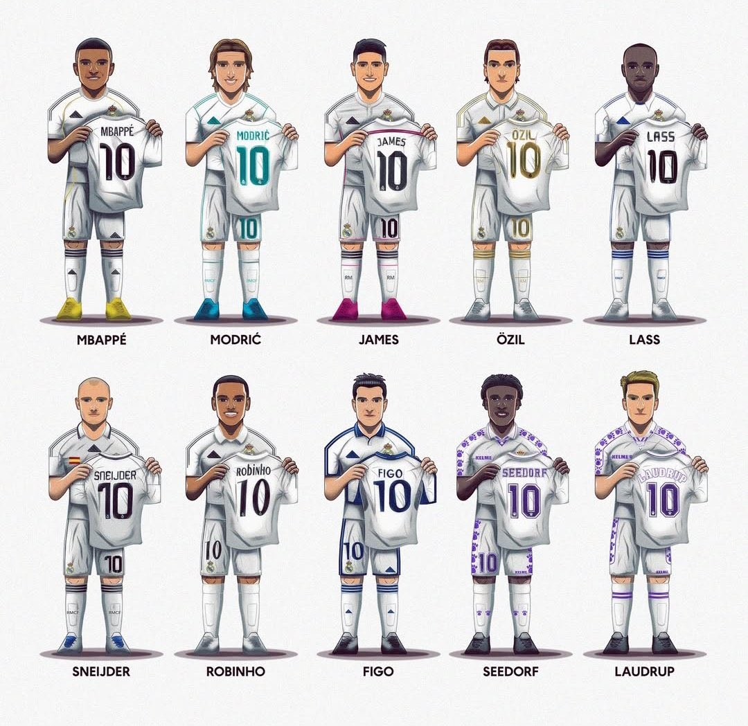 معرفی بازیکنان رئال مادرید با شماره ۱۰ در ۳۰ سال اخیر