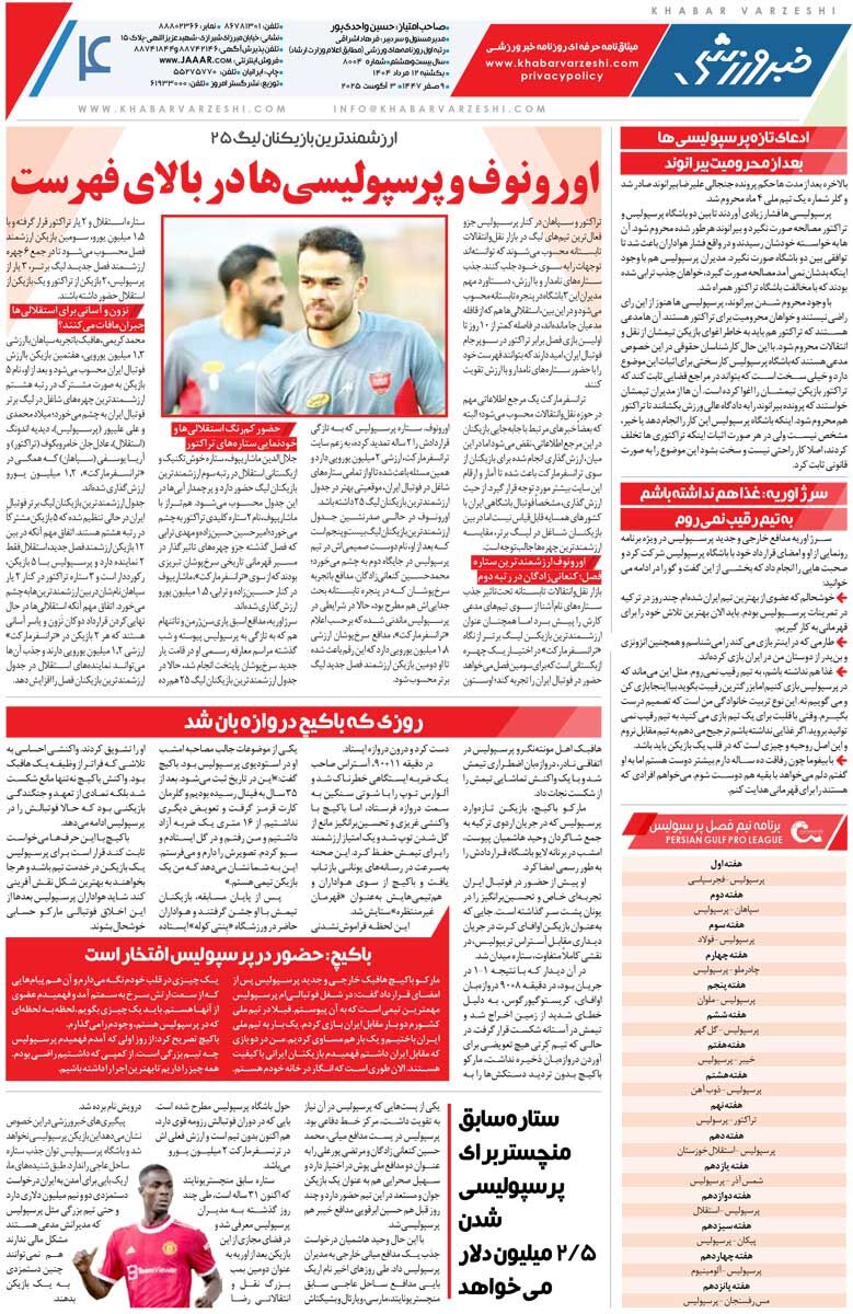 398774 نه استقلال دروازهبان دارد نه تراکتور/ روزنامه خبرورزشی را رایگان بخوانید