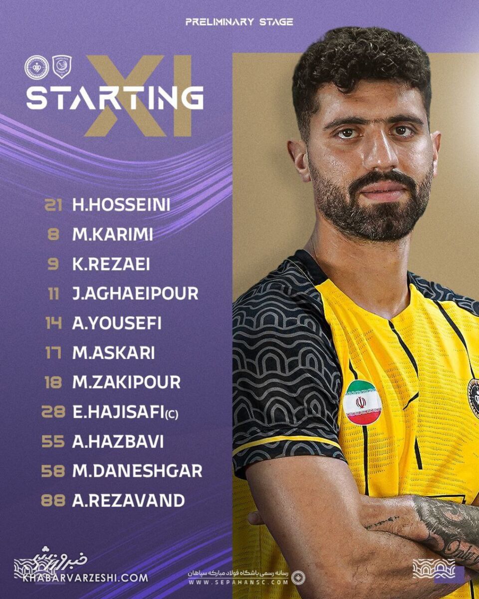 ترکیب سپاهان مقابل الدحیل اعلام شد/ انتخاب نویدکیا برای پست خبرساز +عکس