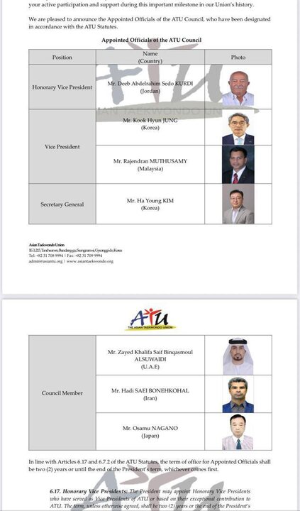 تائید عضویت ساعی در هیئت اجرایی تکواندو آسیا