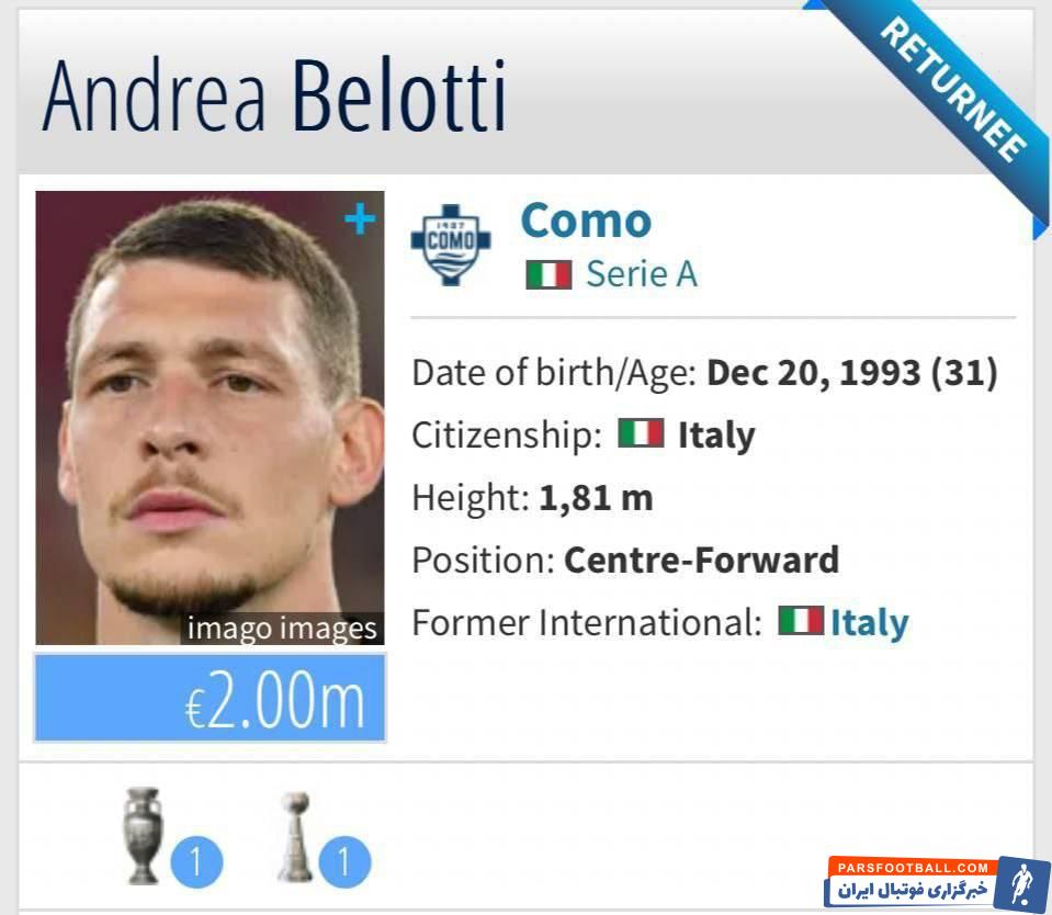 آندره‌ آ بلوتی ستاره پیشین رم مورد توجه پرسپولیس قرار دارد