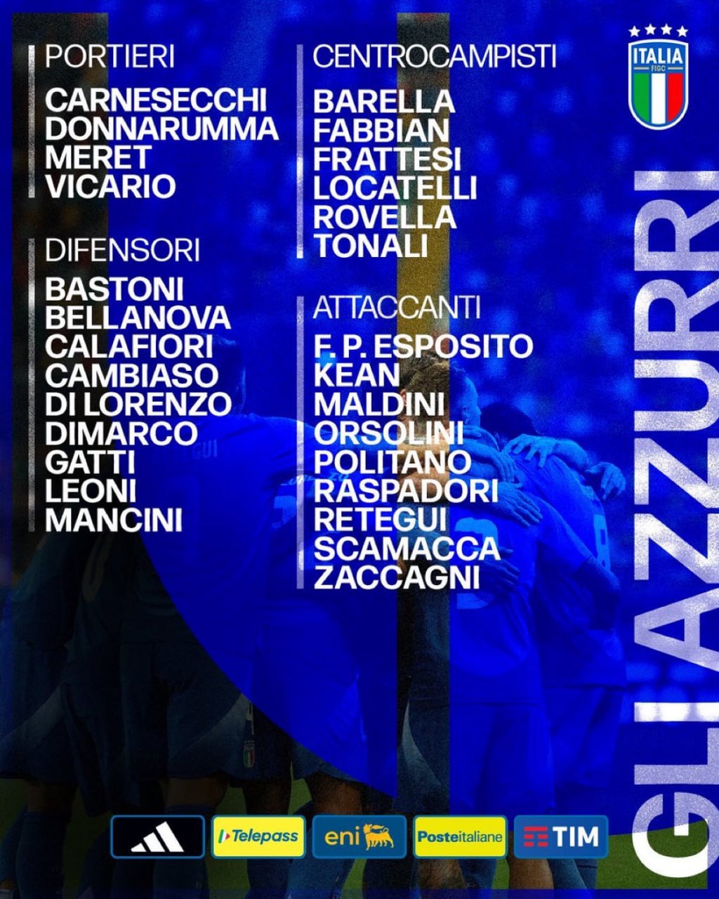 لیست تیم ملی ایتالیا - مقدماتی جام جهانی ۲۰۲۶