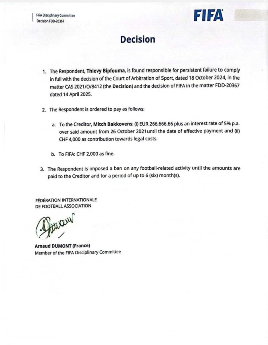 حکم فیفا علیه تیوی بیفوما و درباره محرومیت وینگر پرسپولیس - لیگ برتر ایران