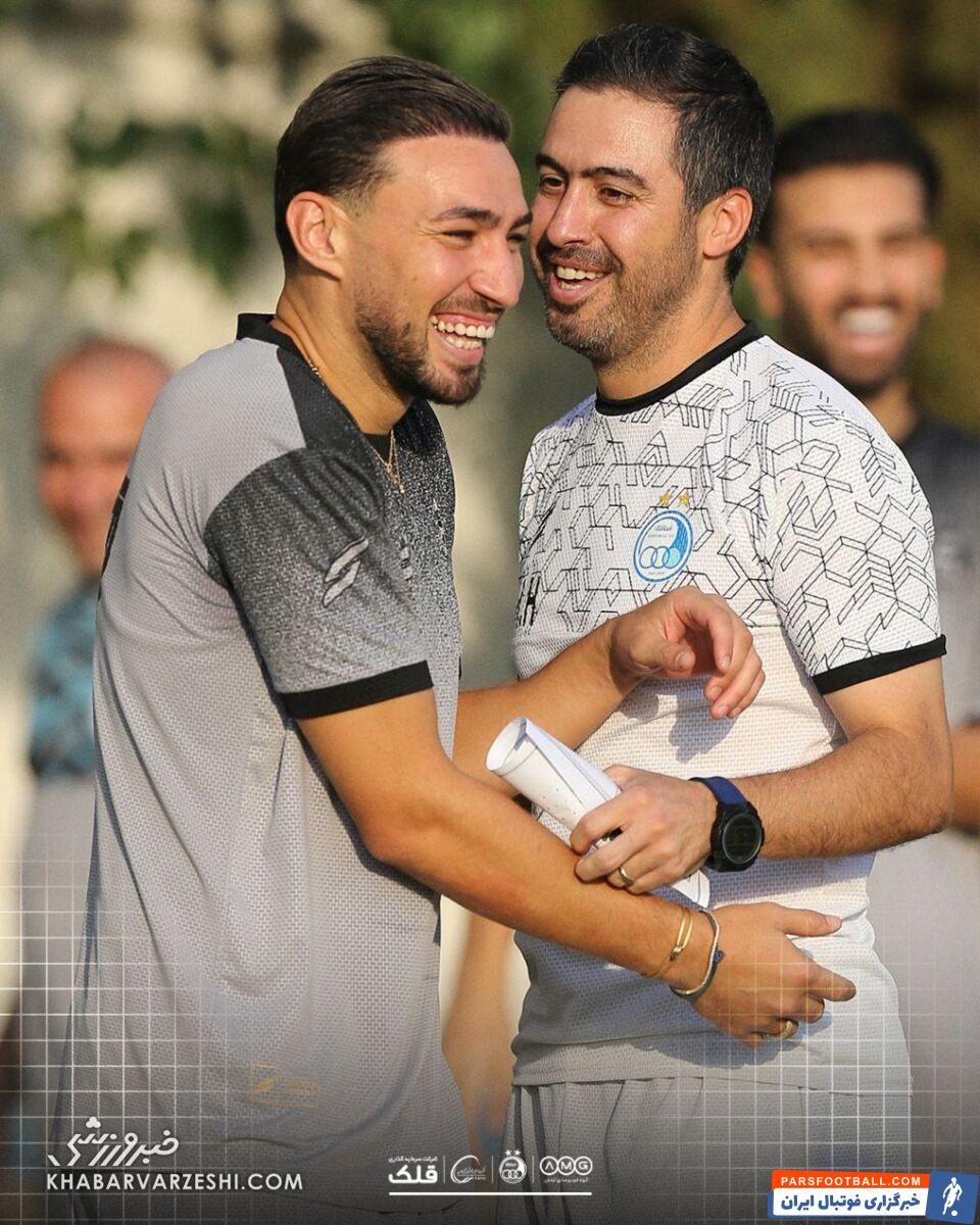 صحبت خصوصی ساپینتو با منیر الحدادی/ فریم به فریم با اولین حضور ستاره جدید در جمع استقلالیها +عکس