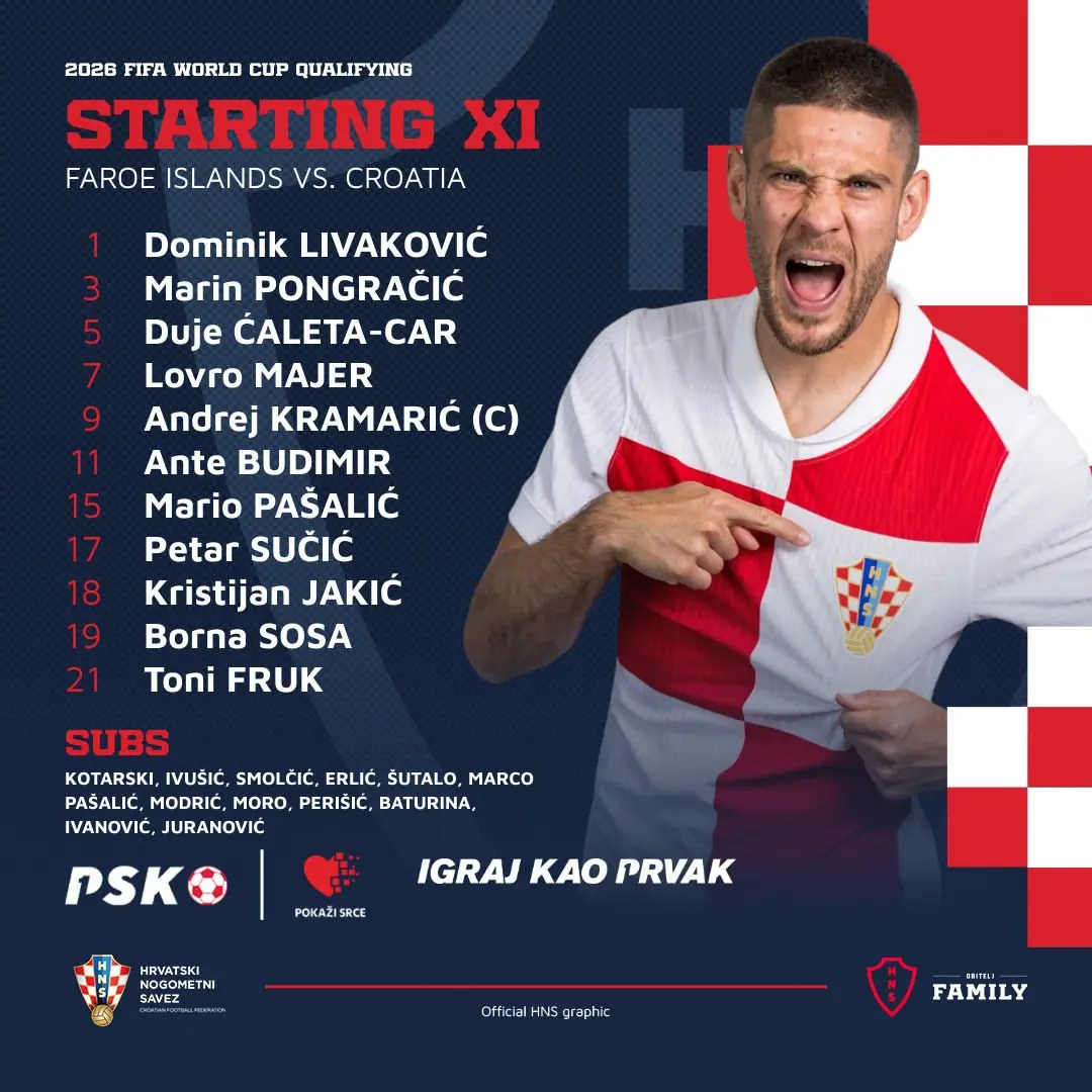 3-1 رونمایی از ترکیب کرواسی مقابل جزایر فارو