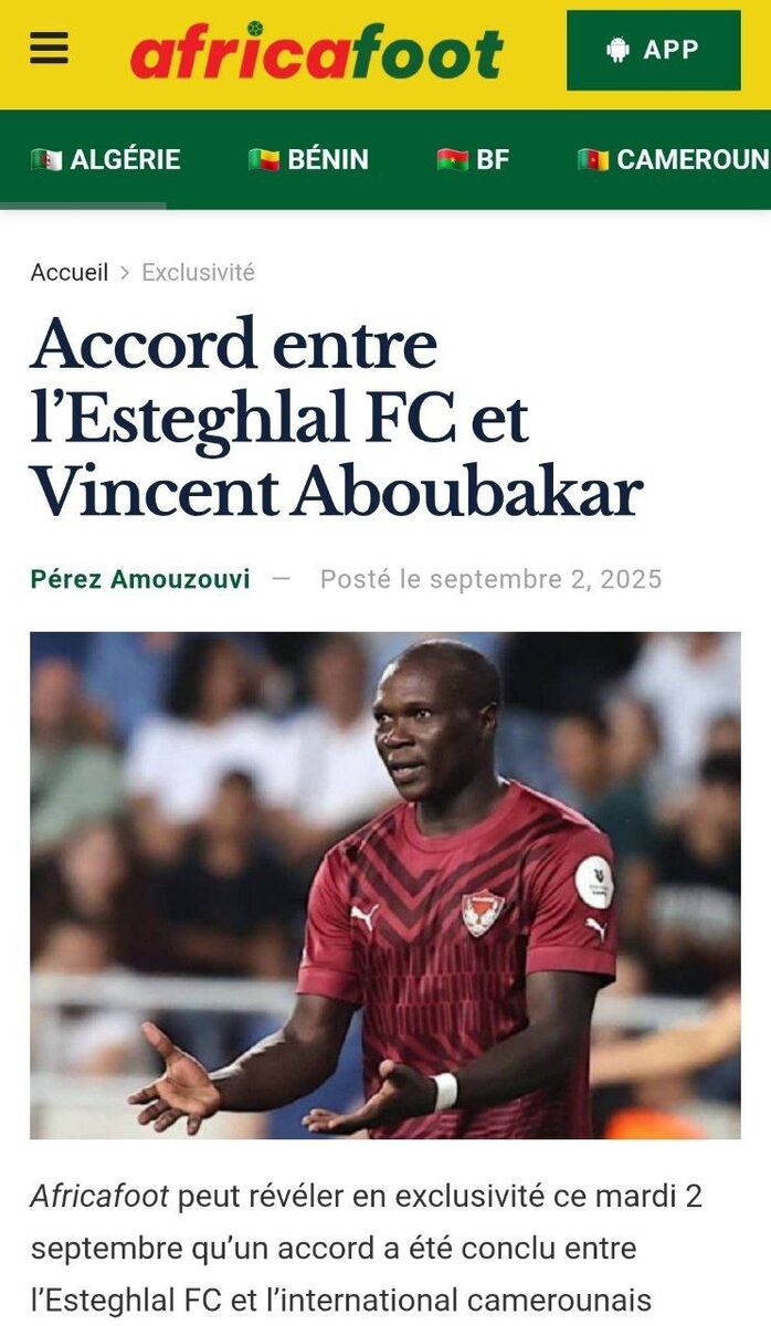 خبر آفریقایی‌ها علیه تکذیب استقلال/ توافق نهایی با مهاجم کامرونی؛ امضای قرارداد ابوبکر با آبی‌ها؟