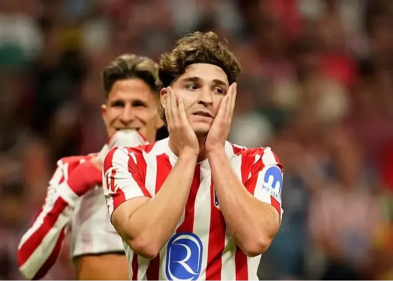 غیبت خولیان آلوارز به دلیل مشکل زانو از ترکب اتلتیکومادرید برای دیدار با لیورپول