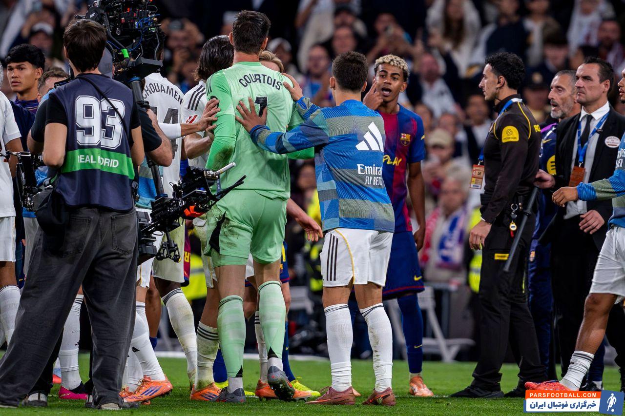 درگیری لفظی یامال ستاره بارسلونا با کورتوا : بیا تو تونل، همون‌جا حساب همو می‌رسیم