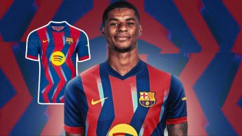 تصویری از طرح پیراهن بارسلونا برای ال کلاسیکو