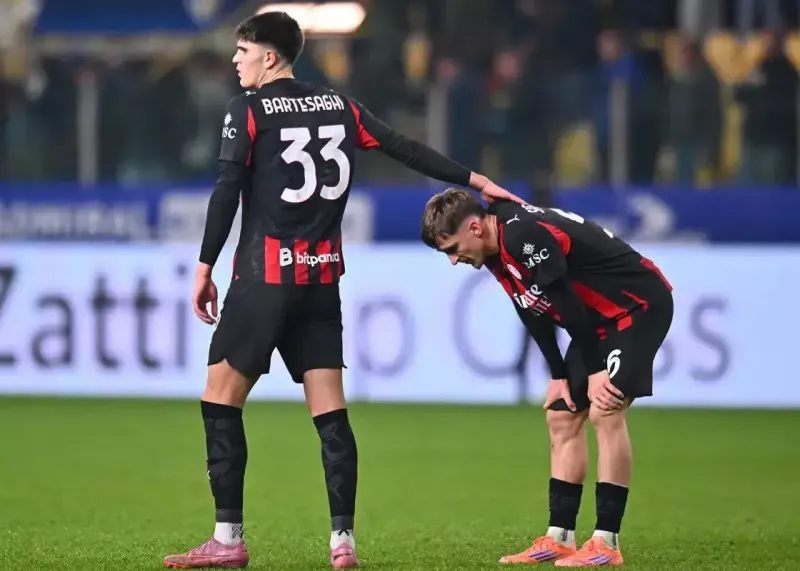 وضعیت رختکن میلان در ورزشگاه انیو تاردینی در دیدار برابر پارما در سری آ