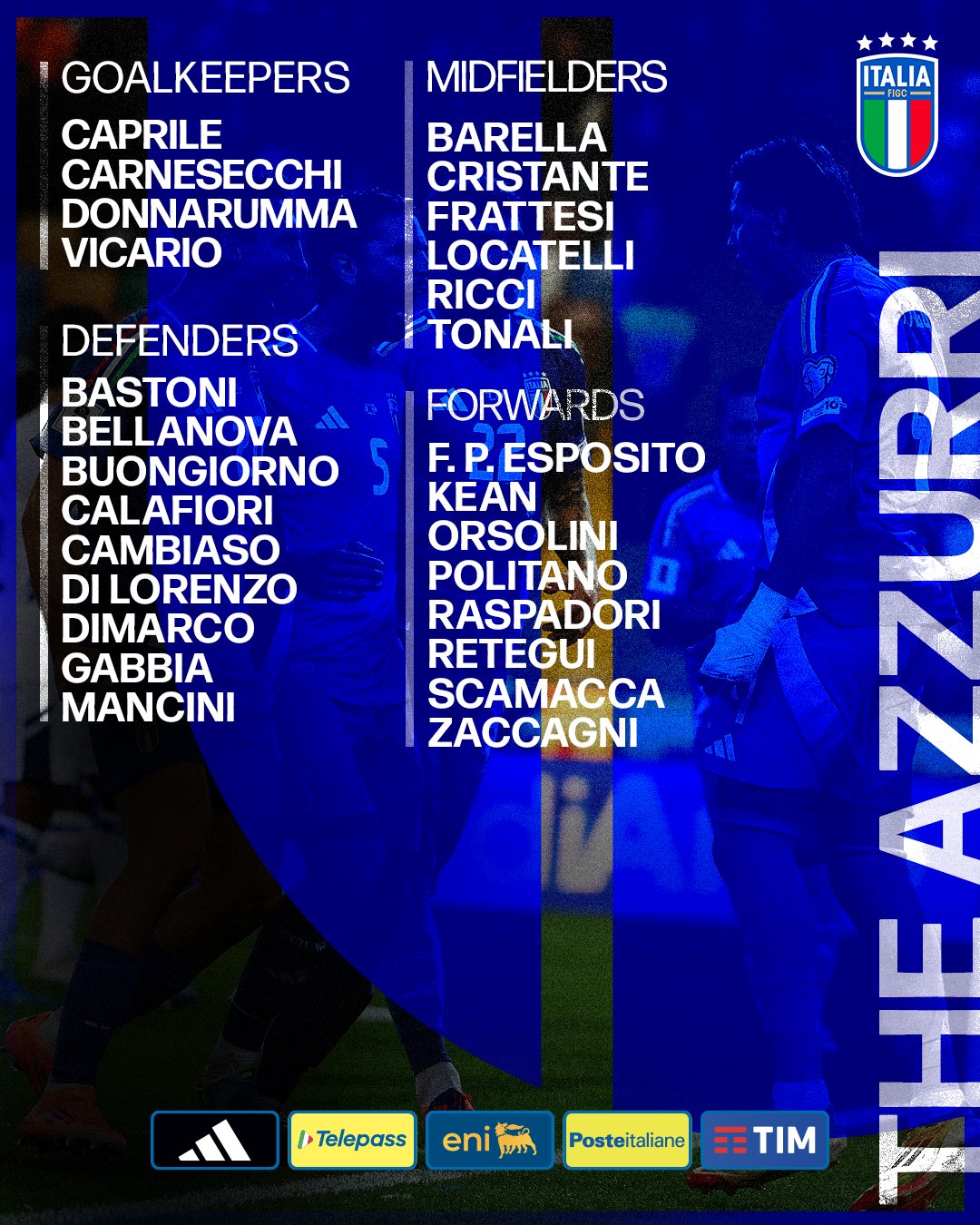 italy-2025-11 لیست تیم ملی ایتالیا