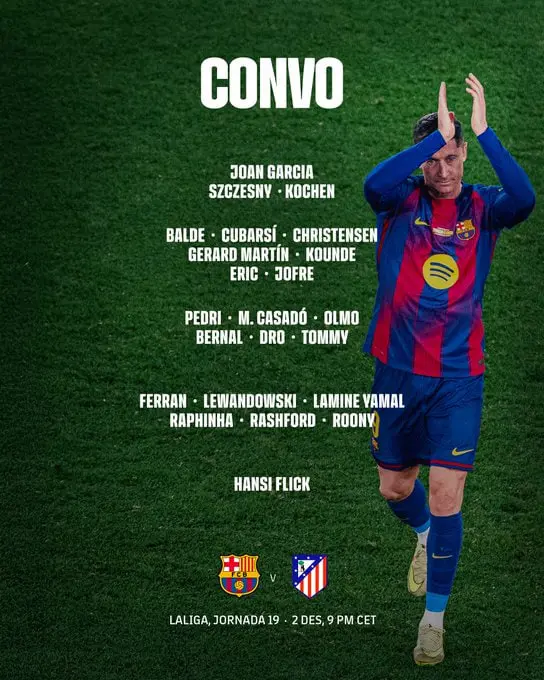 غیبت غیرمنتظره دی‌یونگ در فهرست بازیکنان بارسلونا مقابل اتلتیکو