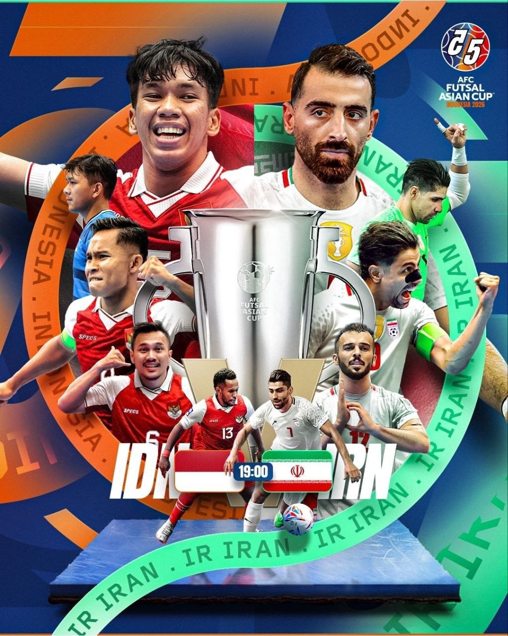 پوستر AFC برای دیدار تیم‌ فوتسال ایران و اندونزی