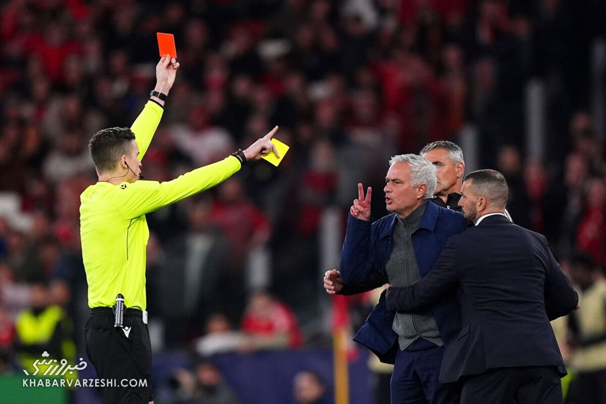 اخراج ژوزه مورینیو در دیدار بنفیکا-رئال مادرید