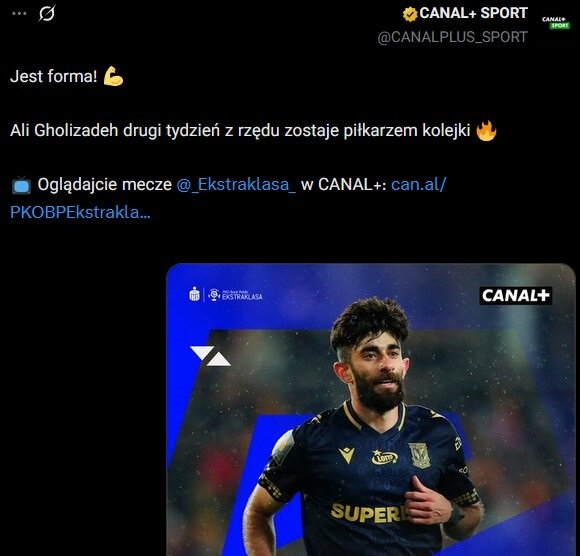 5916087 قلیزاده برای دومین هفته متوالی بهترین بازیکن لیگ لهستان شد