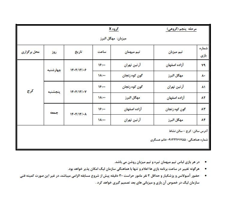 اعلام برنامه مرحله پنجم لیگ بسکتبال نوجوانان پسران و دختران اعلام برنامه مرحله پنجم لیگ بسکتبال نوجوانان پسران و دختران