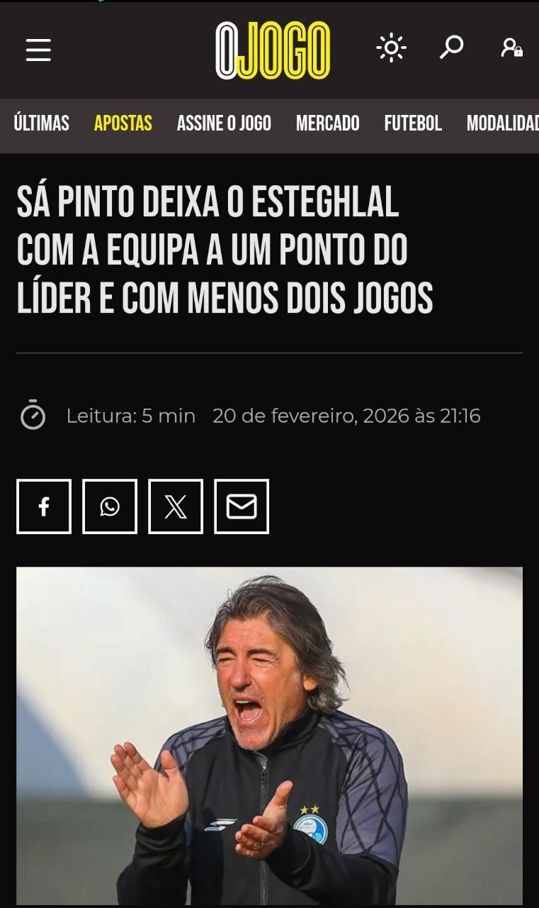 بازتاب برکناری ساپینتو در رسانه‌های پرتغالی